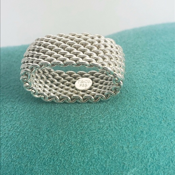 Size 6 Tiffany Somerset Mesh Weave Ring in Sterling Silver
